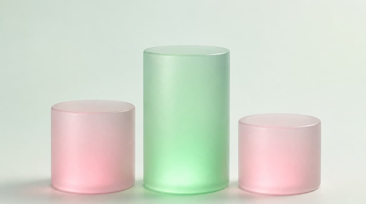 A podium of glowing bar-chart columns on a dark field, the leading column lit pink-to-green, representing ranked funding companies