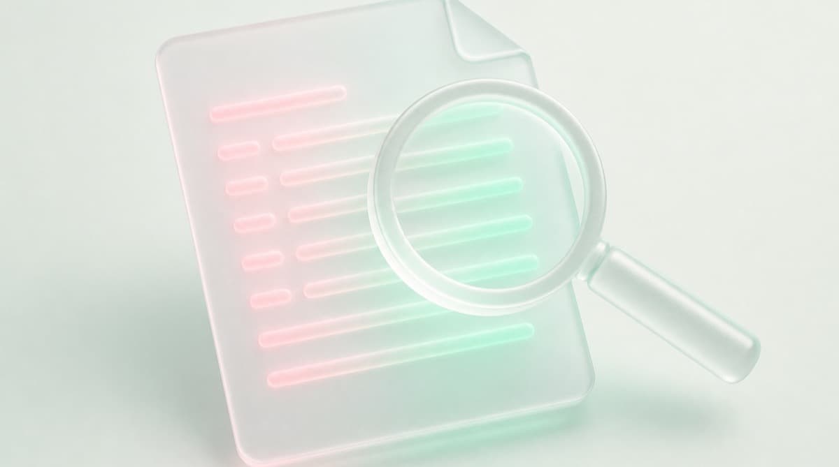 A magnifying glass over a signed agreement on a dark desk, one column of numbers lit in green and one in pink, representing scrutiny of funding contracts