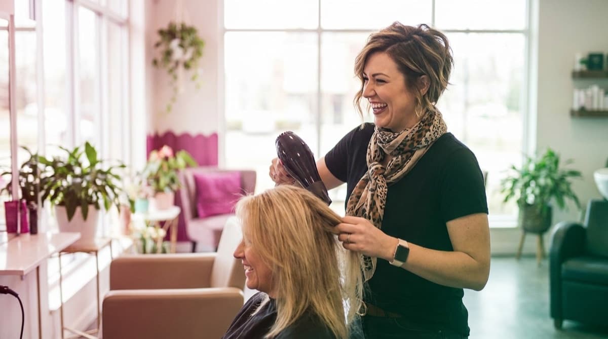 Modern salon interior with styling chairs