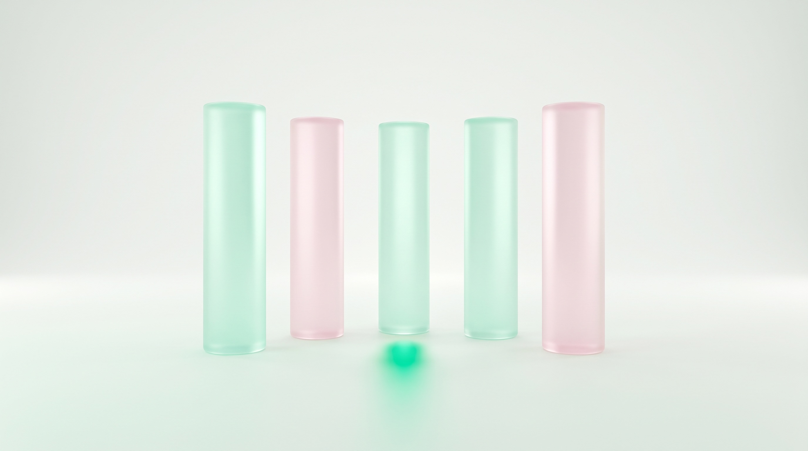 Equal frosted-glass columns — a credit score that does not rise with outcomes